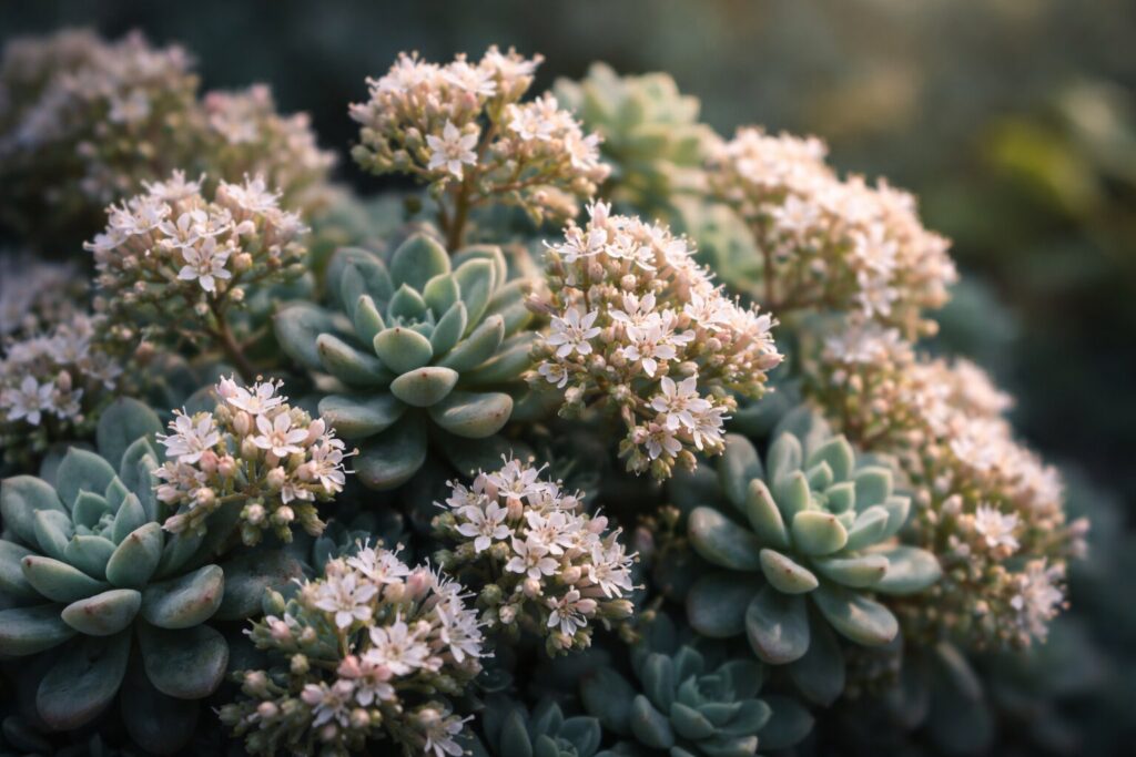 vetplant met kleine bloemetjes