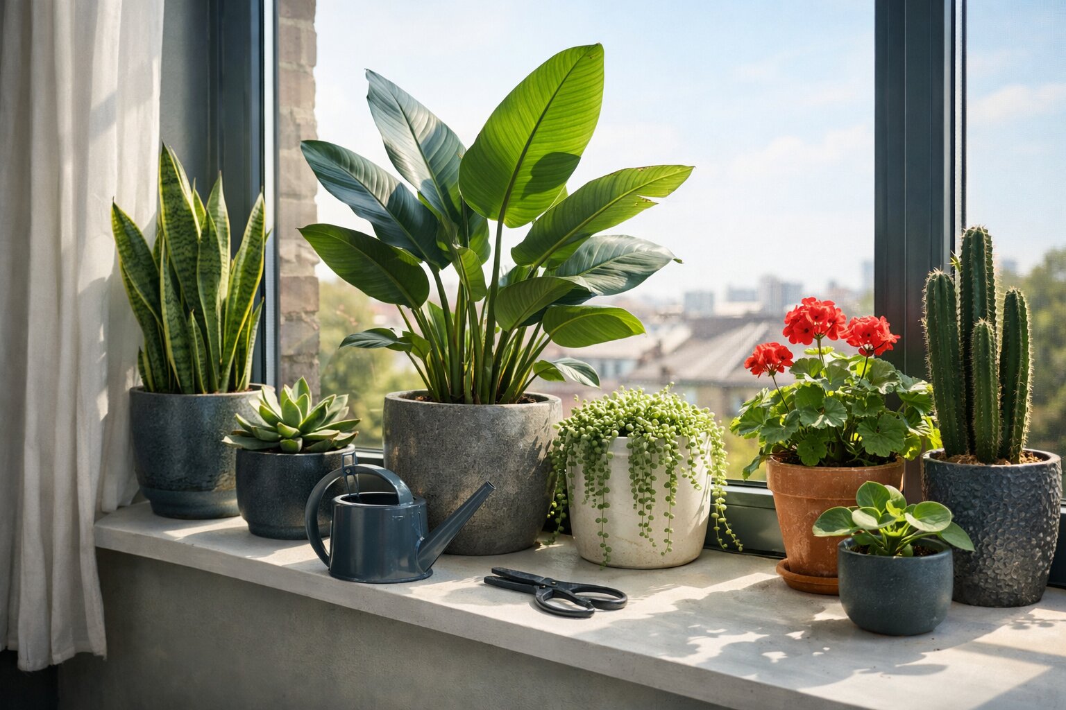 planten voor raam op zuiden